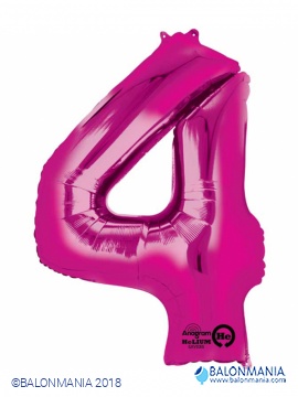 Pink balon broj 4 folijski veliki 66x88cm