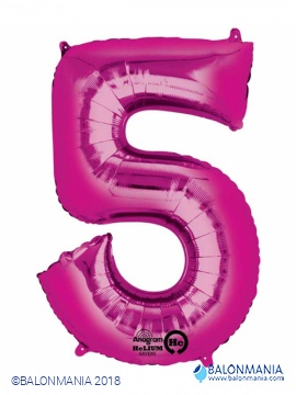 Balon broj 5 Pink folijski veliki 58x86cm