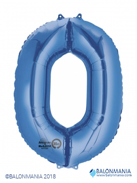 Plavi balon broj 0 folijski veliki 66x88cm