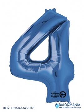 Plavi balon broj 4 folijski veliki 66x88cm