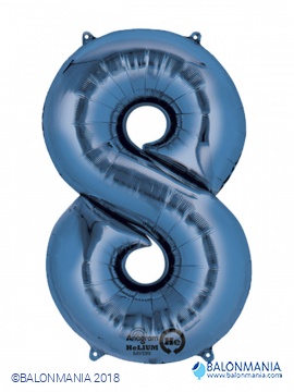 Plavi balon broj 8 folijski veliki 53x83cm