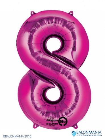 Balon broj 8 Pink folijski veliki 53x83cm