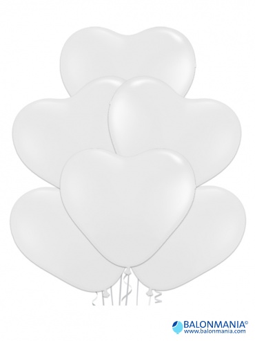 Bijelo srce baloni lateks 40 cm (6 kom) 