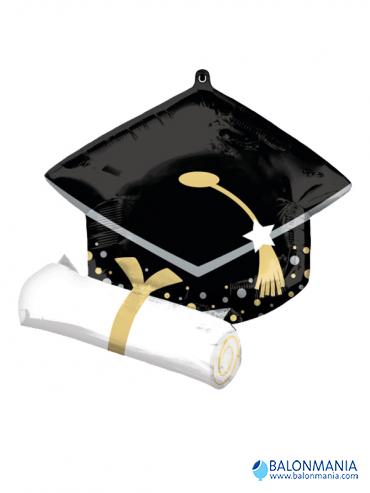 Balon za diplomu Black Grad Cap & Diploma folijski