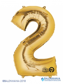 Zlatni balon broj 2 Gold veliki folijski 50cm x 88cm