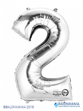 Srebrni balon broj 2 veliki folijski 50cm x 88cm