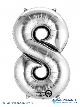 Srebrni balon broj 8 folijski veliki 53x83cm