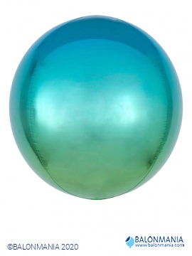 Ombre plavo zeleni 3D balon folijski 38 cm