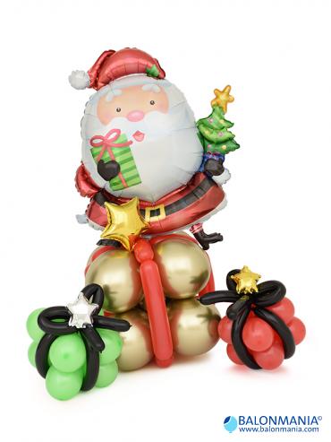 Božić balon dekoracija DJEDICA S POKLONIMA premium