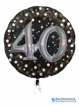 Balon s brojem 40 Sparkling Birthday folijski jumbo 81x81cm