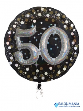 Balon broj 50 Sparkling Birthday multi jumbo folijski 81x81 cm