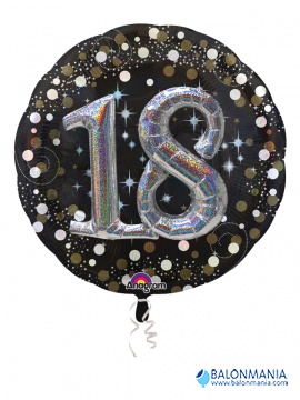 Balon s brojem 18 Sparkling Birthday folijski jumbo 81x81cm