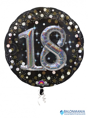 Balon s brojem 18 Sparkling Birthday folijski jumbo 81x81cm