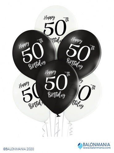 Baloni 50 rođendan premium lateks 30cm (6 kom)