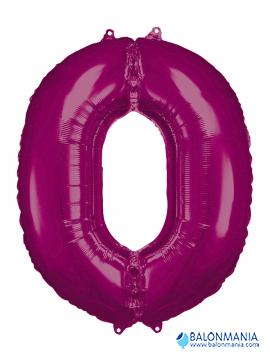 Pink balon broj 0 folijski veliki 66x88cm