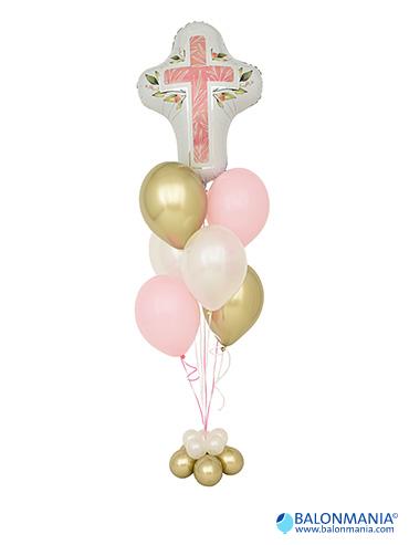 Helijski buket Sakrament Pink baloni za krštenje, sveta pričest i potvrda