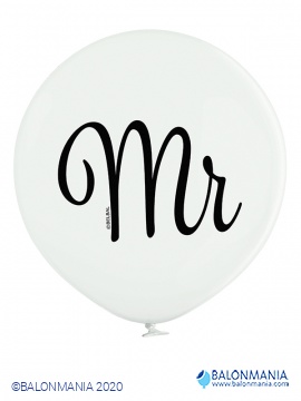 Balon Mr. za vjenčanje 60cm jumbo pastel bijeli