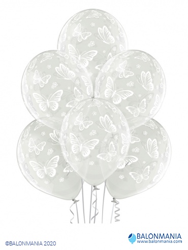 Kristal prozirni baloni Leptiri 30cm (6 kom)