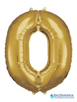 Zlatni balon broj 0 veliki folijski 66x88cm