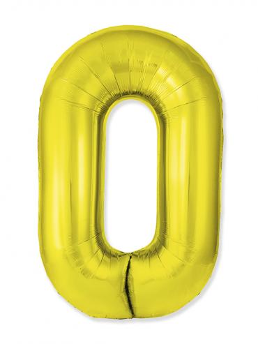 Zlatni balon broj 0 veliki folijski 66x88cm