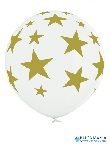 Zlatne zvijezde bijeli jumbo balon lateks 1 kom