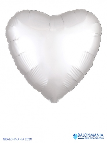 SATIN LUXE bijeli balon srce folijski