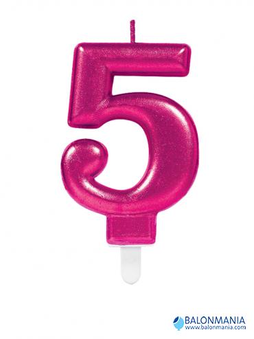 Rođendanska svjećica broj 5 PINK 9.3cm