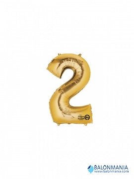 Zlatni balon broj 2 mini shape 20cm x 35cm