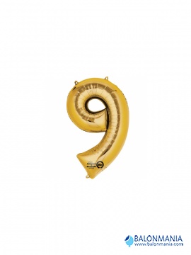Zlatni balon broj 9 mini shape 20cm x 35cm