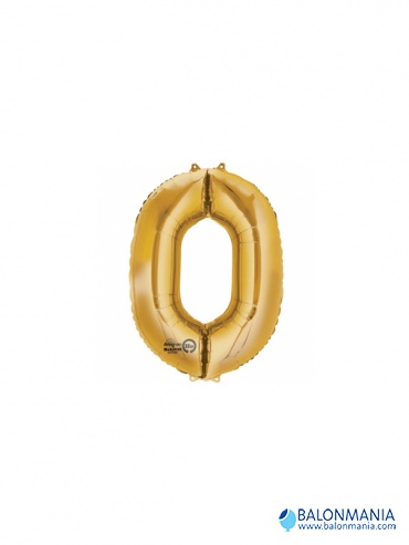 Zlatni balon broj 0 mali folijski 25x35cm