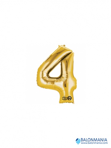 Zlatni balon broj 4 mali folijski 22x35cm