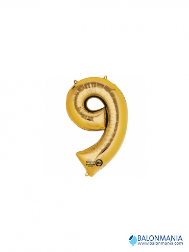 Zlatni balon broj 9 mini shape 20x35cm