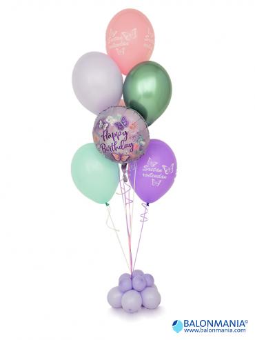 Buket balona Sretan rođendan Leptiri standard