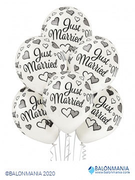 Baloni s dizajnom Upravo vjenčani 30 cm (6 kom)