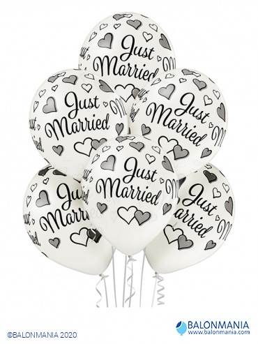 Bijeli baloni Upravo vjenčani 30 cm (6 kom)