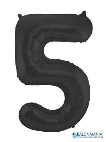 Crni balon broj 5 folijski veliki 53x86cm