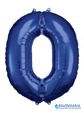 Plavi balon broj 0 folijski veliki 66x88cm