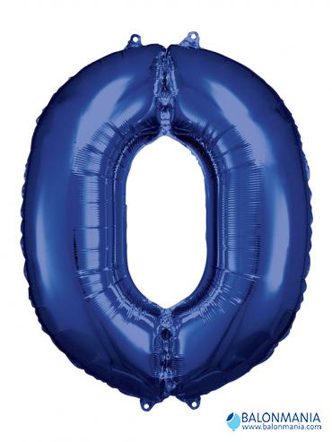 Plavi balon broj 0 folijski veliki 66x88cm
