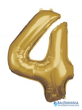 Balon broj 4 zlatni folijski veliki 53x 88cm