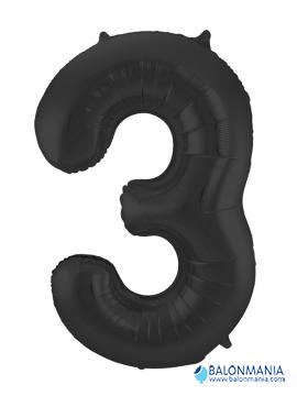 Crni balon broj 3 folijski veliki 50x86cm