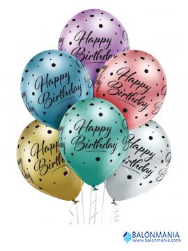 Glossy baloni šareni Sretan rođendan 30cm (6 kom)
