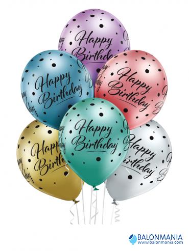 Glossy baloni šareni Sretan rođendan 30cm (6 kom)